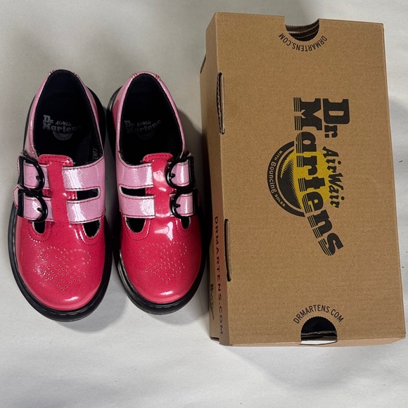 Dr. Martens Kids Dual-Tone Pink Mary Jane with sparkly sole Girls size 12 Pink - Picture 3 of 13
